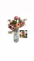 Peonias Flor Artificial Rose Salmao Buque Maes Rosas KIT 03 Peonias Flor Artificial Rose Salmao Buque Maes Rosas KIT 03
