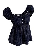Peplum Tops Verdusa Polka Dots Summer Dark Blue para mulheres Peplum Tops Verdusa Polka Dots Summer Dark Blue para mulheres