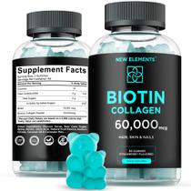 Peptídeos de biotina e colágeno Gummies New Elements 50000mcg/10000mcg