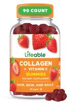 Peptídeos de colágeno Gummies Lifeable 100 mg com vitamina C 90 ct