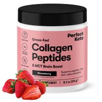 Peptídeos de colágeno, proteína em pó, Perfect Keto Strawberry