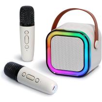 Pequeno Portátil Bluetooth Karaoke Caixa De Som, Luzes LED com 2 Microfones