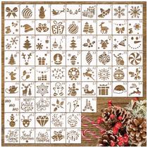 Pequenos estênceis de enfeite de Natal para pintar em madeira Mini estênceis de árvore de Natal para pintar enfeites artesanais Cabide de porta Home Canvas Wall Holiday (70 unidades de Natal de 2 polegadas)