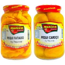 Pequi em Conserva Fatiado 550g + Pequi Caroço 590g Nativa Pequi em Conserva Fatiado 550g + Pequi Caroço 590g Nativa