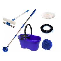 Perfect Mop 360 Cesto Inox Com 3 Refil Cabo 1,60 Mts e Rodo Limpa Vidros Cabo 50 cm - VendasShop Utensilios de Limpeza