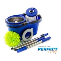 Perfect Mop Pro 360 3 Refis Balde Inox 16L Azul