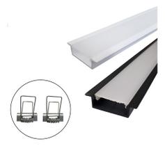 Perfil 2 Metros De Embutir Alumínio Slim P/ Duas Fitas Led