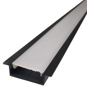 Perfil 2 Metros De Embutir Alumínio Slim P/ Duas Fitas Led Preto Perfil 2 Metros De Embutir Alumínio Slim P/ Duas Fitas Led Preto