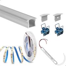 Perfil Aluminio Embutir 2m 25mm Fita Led 14w Fonte Slim Iluminação