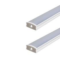 Perfil Alumínio LED Sobrepor Branco 2m Slim 17x7mm com Difusor para Fita LED