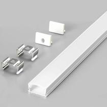 Perfil de Alumínio para LED Sobrepor Slim 17x7mm 2 Metros Branco ou Preto com Difusor Leitoso