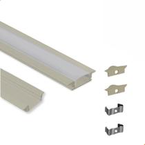 Perfil De Led Embutir 24mm Slim 2m De Aluminio Para Gesso Champanhe