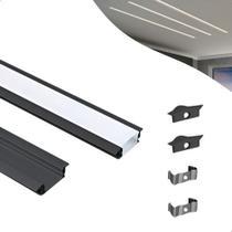 Perfil De Led Embutir 24mm Slim 2m De Aluminio Para Gesso Preto
