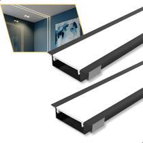 Perfil de LED Embutir 46x12mm Alumínio Preto 2m para Gesso e Sanca Perfil de LED Embutir 46x12mm Alumínio Preto 2m para Gesso e Sanca