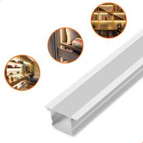 Perfil De Led Embutir Slim 15x10mm 2m Branco Para Marcenaria Teto