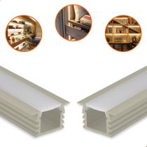 Perfil De Led Embutir Ultra Slim Baby 13mm 2m Cor Champanhe Para Marcenaria