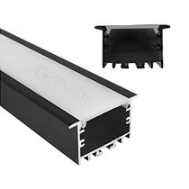 Perfil embutir com aba 30mm x 20mm, preto com difusor branco 1 metro agimports emb30x201mpr