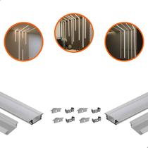 Perfil Embutir Slim 24mm 2m Com Fita 240led/m E Fonte Slim