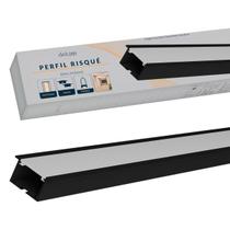 Perfil Led Barra Risque Inside 24x15mm 2 Metros Embutir Preto Em Aluminio Cod:338250603 Deluxe By Avant