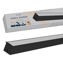 Perfil Led Barra Risque Inside 43x35mm 2 Metros Embutir Preto Em Aluminio Cod:338251727 Deluxe By Avant