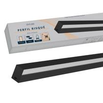 Perfil Led Barra Risque Stylus 36x26mm 2 Metros Sobrepor Preto Em Aluminio Cod:338251646 Deluxe By Avant