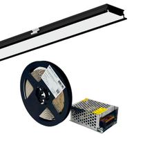 Perfil Linear Preto 2M Interlight Fita Led 2700k e Driver Perfil Linear Preto 2M Interlight Fita Led 2700k e Driver