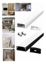 Perfil Slim Para Fita Led 2m Sobrepor Branco 17x07mm Em Alumínio + Acabamentos