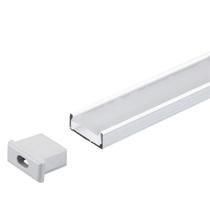 Perfil Sobrepor Slim 15.4x5.7mm Alumínio 2m + Fita 120 LEDS + Fonte 2A