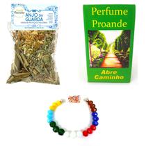 Perfume Abre Caminho Pulseira Banho Anjo da Guarda Amor Kit