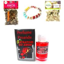 Perfume Atrativo do Amor Pulseira Proteção Espiritual Banho Rosa Branca Kit