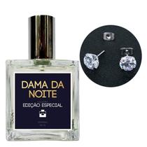 Perfume Feminino Dama da Noite + Brinco Prata Ponto Luz 6mm