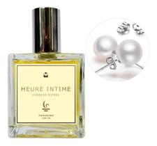 Perfume Feminino Heure Intime + Brinco Prata Pérola