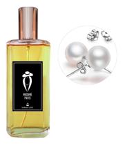 Perfume Feminino Madame Paris + Brinco Prata Pérola