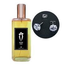 Perfume Feminino Madame Paris + Brinco Prata Ponto Luz 6mm