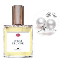 Perfume Feminino Opium de Chine + Brinco Prata Pérola - Essência do Brasil