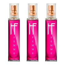 Perfume Feromônios Feminino Hot Flowers Hf Femme Kit 3 Unidades