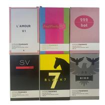 Perfume Fragrância Ótima Fixação Masculino/Feminino kit com 6 l'amour,fantasy,222hot,sv,black7,bird