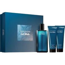 Perfume Kit Davidoff Cool Água Edt 125Ml Chuveiro Gel Loção Pós Barba Após 75Ml