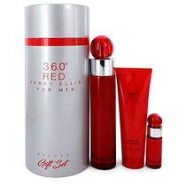 Perfume Perry Ellis 360 Red para homens, 100 ml, conjunto de presente de 3 peças