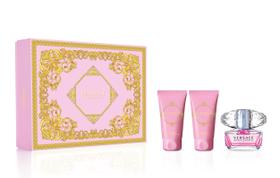 Perfume Versace Bright Crystal EDT 50mL + Loção corporal + Gel de banho