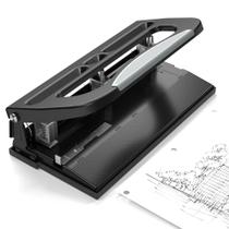 Perfurador de 3 furos ajustável para fichário, perfurador de mesa resistente de 2 a 3 furos, capacidade para 40 folhas, para escritório, escola, pasta de papel, régua de alinhamento