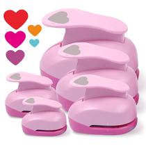 Perfurador de Papel Artesanal 5 Peças BearBoss Corações Rosa