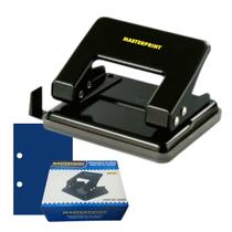 Perfurador de Papel Metal 2 Furos Preto até 20 folhas Resistente Durável Ideal Escritórios Expedição Arquivos Artesanato