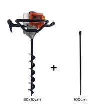 Perfurador de Solo a Gasolina 2,5HP 52cc Profissional com Broca 80x10cm + Extensão 100cm Carbon Fak