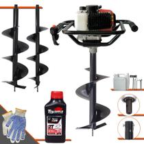 Perfurador de Solo À Gasolina Vant VPS52 52cc 2HP de Alta Rotação e Performance + Brocas 80x20cm, 80x25cm e 80x30cm + ÓLEO TOYAMA 2T
