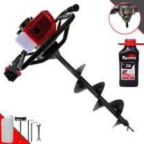 Perfurador de Solo Completo Anmax GD520B À Gasolina Motor 2T 52cc 2,2HP de Potência Alta Rotação + Broca 80x20cm + ÓLEO TOYAMA 2T