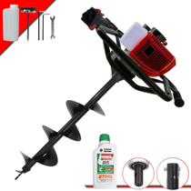 Perfurador de Solo Completo Anmax GS520B À Gasolina Motor 2T 52cc 2,2HP de Potência Alta Rotação + Broca 80x20cm + ÓLEO STIHL 2T
