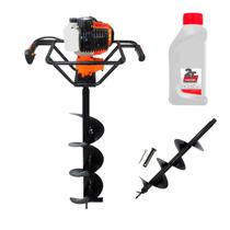 Perfurador De Solo Gasolina 52cc + 2 Brocas 80x20 Vulcan Vps520 + Oleo 2T