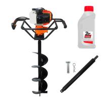 Perfurador De Solo Gasolina 52cc + Broca 80x20 Vulcan Vps520 + Oleo 2T + Alongador 30cm