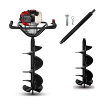 Perfurador De Solo Gasolina Branco Bps52 + Broca De 20cm + Broca 10cm + Alongador 60 cm